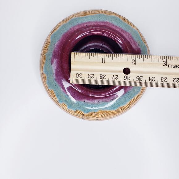 Rusty Nail Pottery Handmade in NC Artist Signed Art Flower Floral FROG - Picture 9 of 9